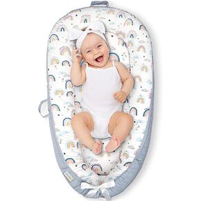Baby Lounger-Breathable Co-Sleeping and Soft Organic 100% Cotton Baby Lounger, Portable Infant Lounger with Removable Lounger Cover, Baby Nest Lounger for Newborn 0-24 Months-Mami Forest