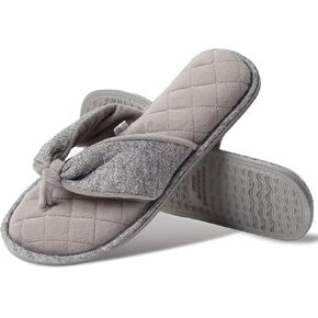Women's House Slippers Memory Foam Cozy Spa Thong Flip Flops Indoor Slippers Assorted Colors Grey Velvet Lining Lightweight Open Toe Soft Room Sandals