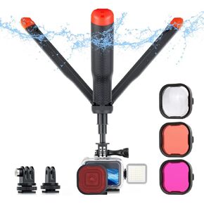 4 in 1 Floating Selfie Stick & Waterproof Case with Dive Filter Set for GoPro Hero 13 12 11 10 9