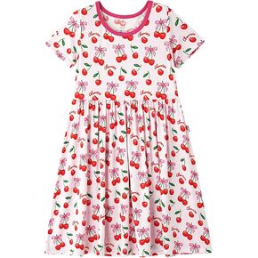 Toddler Girl Dress Little Kids Girls Short Sleeve Skirt Tutu Summer Cute Outfit Bamboo Viscose