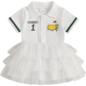 Baby Girl Golf 1st Birthday Dress Hole in One Embroidery Polo Shirt Tulle Tutu Dresses Toddler Golfing Uniform 6M-4Y