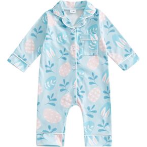 woshilaocai Easter Pajamas Baby Boy Girl Button Down Pjs Romper Cute Toddler Spring Summer Sleepwear in Kuwait