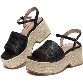 Women's Platform Espadrille Wedge Sandals Arch Support Ankle Strap Open Toe Casual Sandal