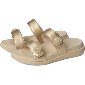 FitFlop Women's F-Mode Go Beadie-Button Adj. Flatform 2-bar Slides Wedge Sandal