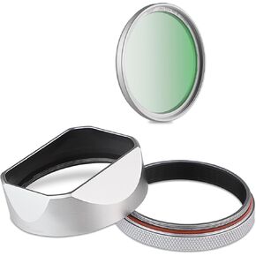 Haoge LH-X54W Square Metal Lens Hood and Silver 49mm Ultra Slim MC UV Lens Filter for Fuji X100VI X100V Digital Camera