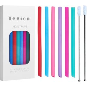 Thin Short Reusable Toddlers& Kids Silicone Straws for The First Years Take & Toss Spill Proof Straw Cup,10-14 oz Small Tumbler (Girls Color)