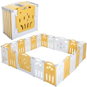 Large Baby Playpen, Foldable Playpen with 14 Panels for Babies and Toddlers, Adjustable Baby Play Yard, Safety Play Yard with Gates for Indoor and Outdoor Play