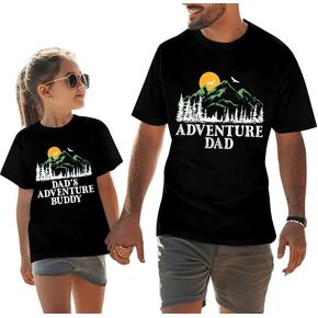 Adventure Dad Baby Matching Shirt:Dad's Adventure Buddy Print Tshirt Father Son Daughter Camping Hiking Outing Tee
