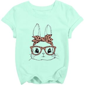 Easter Shirt for Toddler Boys Girls Cute Bunny Face Sunglasses Graphic Tshirt Rabbit Easter Day Gift Short Sleeve Unisex Tops