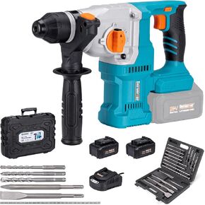 Berserker 20V Cordless 1-1/8" SDS-Plus Rotary Hammer Drill included 2X4.0Ah Li-ion Battery with 17pcs SDS Plus Drill Bits and Chisels Set with Storage Case