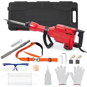 3600W Electric Jack Hammer Demolition Tool Kit, 2-piece set, Jack Hammer Concrete Breaker, Jack Hammer, Demolition Hammer, Includes 2 Bits, Heavy-Duty Concrete Breaker, 95A