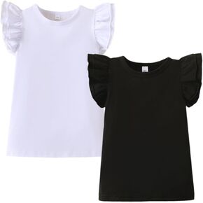 Toddler Kid Baby Girl T Shirt Blouse Ruffle Top Cotton Casual Tees Clothes 2-Pack 2-6T