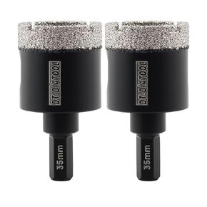 DT-DIATOOL Diamond Core Drill Bit 1-1/4 Inch 2pcs for Porcelain Tile Ceramic Marble Artificial Stone Diamond Hole Saw Hex Shank