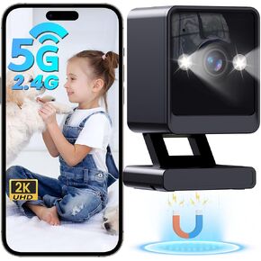 Indoor Camera, 2K Cameras for Home Security with Color Night Vision & Siren, 2-Way Audio for Pet/Dog/Baby/Nanny, 5GHz&2.4GHz WiFi Camera, Cloud & SD Card Storage, Works w/Alexa, Magnetic Base