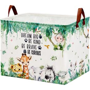 Jungle Nursery Decor Basket 36L Woodland Forest Animal Baby Gift Basket Safari Giraffe Lion Elephant Nursery Hamper Kid Monkey Rhino Storage Toy Bin Hippo Meerkat Clothes Book Toy Organizer Box
