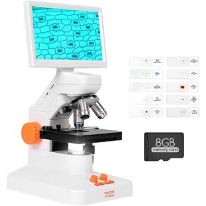MT3-2 Microscope for Kids & Adults, 40X-1200X Digital Microscope with 7-inch Screen, Professional 3D Metal Stage and Prepared Slides Included, Great for Adult Kids School Lab Biology Class