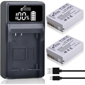 Pickle Power NB-10L Battery 2 Pack and LED Display Battery Charger for Canon PowerShot G1 X, G3 X, G15, G16, SX40 HS, SX50 HS, SX60 HS Digital Camera