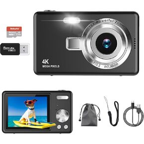 Digital Camera, Autofocus UHD 4K 50MP Vlogging Camera for Photography with 32GB SD Card, 16X Zoom, Anti-Shake, Portable YouTube Compact Point and Shoot Digital Cameras for Kids Teens Adult Beginner
