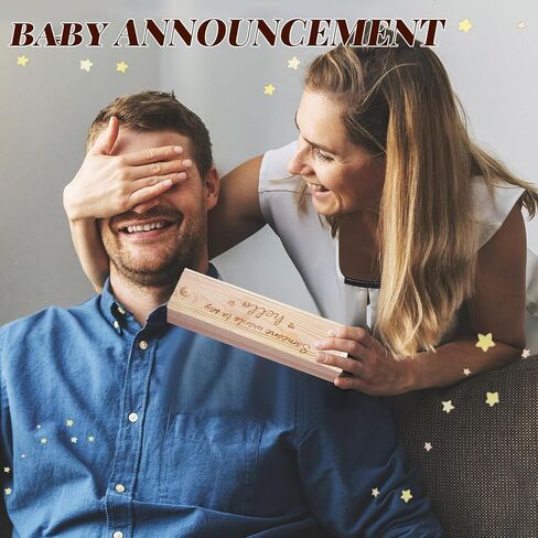Surprise Pregnancy Announcements for Dad Pregnancy Test Keepsake Box Wooden Baby Announcement Coming Soon Baby Bodysuit Pregnancy Reveal Baby Gift Sets for for Husband Grandparents in Kuwait