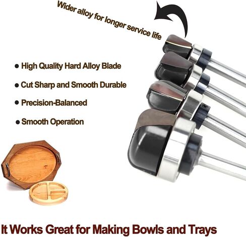 4PCS Bowl & Tray Template Router Bit Set 1/4 Inch Shank, Cove Juice Groove Router Bit, Carbide Tipped Circle Round Nose Cutting, Ideal for Making Wood Bowls, Trays, Boxes, Board Troughs in Saudi Arabia