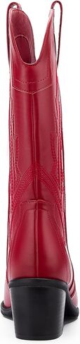 Women's Cowboy Boots Pointed Toe Western Boots Embroidered Mid-Calf Chunky Block Heel Cowgirl Boots in Saudi Arabia