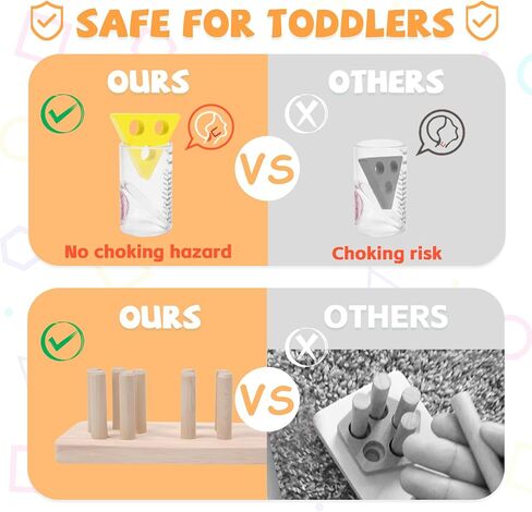 Montessori Toys for 1 2 3 Year Old - Wooden Baby Stacking Toys Sensory Educational Shape Sorter Color Sorting Toy for Toddlers 1-3, Birthday Gifts for Girls Boys Kids in Saudi Arabia
