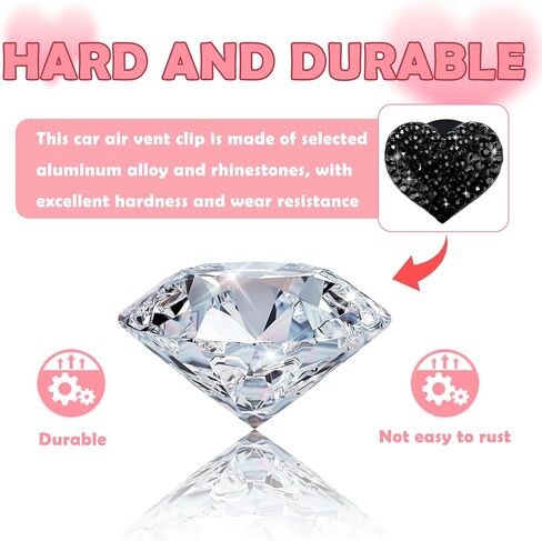 4PCS Heart-Shaped Car Vent Clips with Rhinestone,Bling Air Vent Clips Car Decorations,Premium Shiny Car Clips for Vents Car Accessories Interior for Cars,Trucks,SUVs (White) in Saudi Arabia