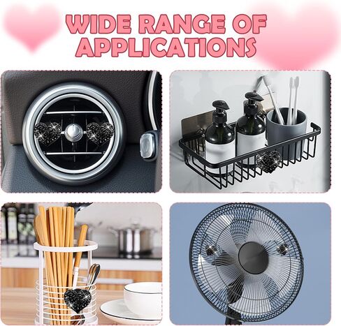 4PCS Heart-Shaped Car Vent Clips with Rhinestone,Bling Air Vent Clips Car Decorations,Premium Shiny Car Clips for Vents Car Accessories Interior for Cars,Trucks,SUVs (White) in Saudi Arabia
