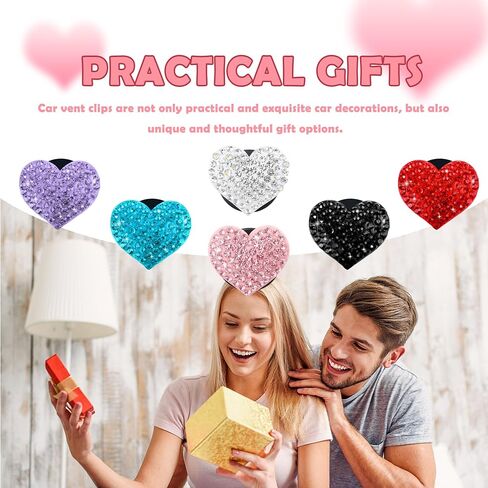 4PCS Heart-Shaped Car Vent Clips with Rhinestone,Bling Air Vent Clips Car Decorations,Premium Shiny Car Clips for Vents Car Accessories Interior for Cars,Trucks,SUVs (White) in Saudi Arabia