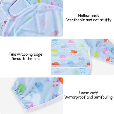 Mess Proof Long Sleeve Baby Bibs for Toddlers, Feeding Bibs Waterproof Soft Infant Outfit Bibs Apron 4 Packs in Saudi Arabia