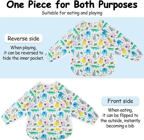 Mess Proof Long Sleeve Baby Bibs for Toddlers, Feeding Bibs Waterproof Soft Infant Outfit Bibs Apron 4 Packs in Saudi Arabia