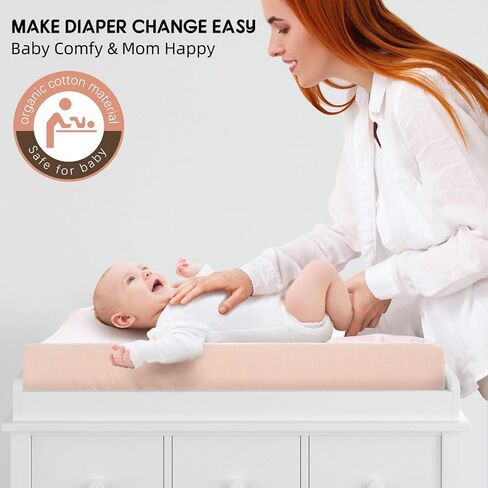 LifeTree Changing Pad Cover Unisex - Soft Muslin Fitted Diaper Changing Table Sheets for Boys and Girls - 16"x32" Organic Cotton - Flower and Peach Pink, 2 Pack in Saudi Arabia
