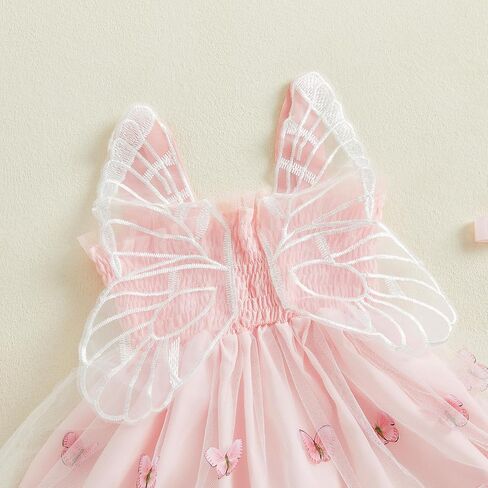 Toddler Baby Girl Dress Smocked Butterfly Wing Embroidery Dresses Ruffle Mesh Tulle Princess Dress Summer Clothes in Saudi Arabia
