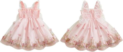 Toddler Baby Girl Dress Smocked Butterfly Wing Embroidery Dresses Ruffle Mesh Tulle Princess Dress Summer Clothes in Saudi Arabia