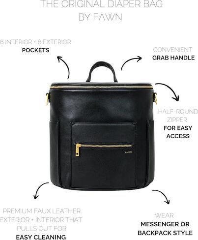 تصميمة التزليف حقيبة حفاضات أصلية ، حقيبة بيئة حفاضات من جلد فو ، جلد نباتي ، حقيبة طفل كبيرة السعة لأمي in Kuwait