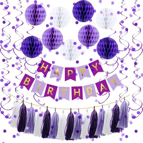 Pink Birthday Decorations With Pink Happy Birthday Banner, Hanging Swirl Decorations, Confetti, Honeycomb Balls, Tissue Tassel in Saudi Arabia