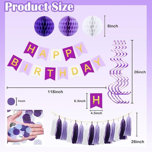 Pink Birthday Decorations With Pink Happy Birthday Banner, Hanging Swirl Decorations, Confetti, Honeycomb Balls, Tissue Tassel in Saudi Arabia