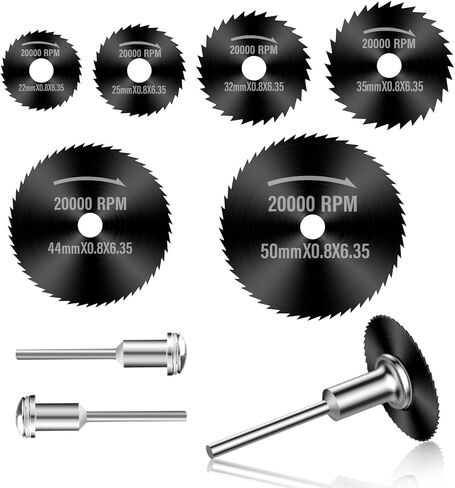 Drill Saw Blades for Dremel Rotary Tool 6Pcs Black Manganese Steel Saw Disc Wheel Cutting Blades with 1/8" Round Shank and 1/4" Round Shank for Wood Plastic Aluminum Cutting in Saudi Arabia