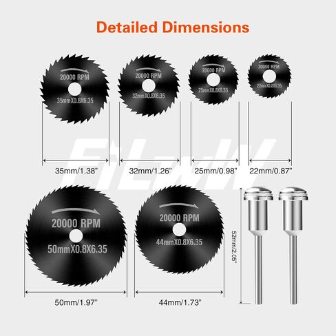 Drill Saw Blades for Dremel Rotary Tool 6Pcs Black Manganese Steel Saw Disc Wheel Cutting Blades with 1/8" Round Shank and 1/4" Round Shank for Wood Plastic Aluminum Cutting in Saudi Arabia