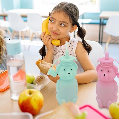 Honey Bear Straw Cup, Food Grade Silicone, Babies Water Drinking Cup, 8-Ounce Therapy Sippy Bottles for Speech and Feeding Training, BPA Free & Dishwasher Safe (AQUA) in Saudi Arabia