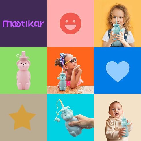 Honey Bear Straw Cup, Food Grade Silicone, Babies Water Drinking Cup, 8-Ounce Therapy Sippy Bottles for Speech and Feeding Training, BPA Free & Dishwasher Safe (AQUA) in Saudi Arabia
