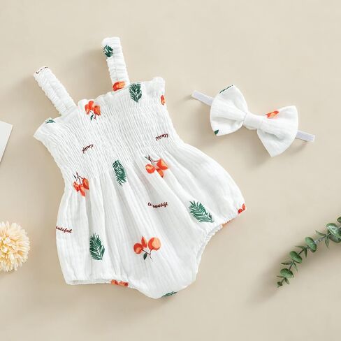Baby Girl Summer Clothes Cute Cherry Sleeveless Bodysuits Romper Newborn Girls Cake Smash Outfit in Kuwait