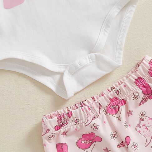 Western Baby Girl Summer Clothes In My Cowgirl Era Romper Bell Bottom Flare Pants Set 3Pcs Infant Cowgirl Outfits in Saudi Arabia