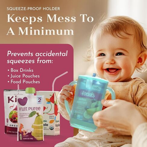 No Support Pouch Pouch 2 Pack-التغذية الذاتية الخالية من الفوضى للأطفال الصغار والرضع ، ومقابض قبضة سهلة ، ومقاومة للضغط ، ومضادة للضغط ، وخفيفة الوزن ، وتناسب جميع الحقائب وصناديق العصير in Saudi Arabia