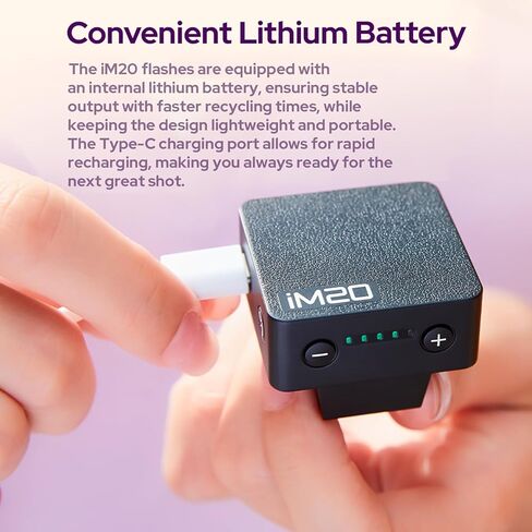 Godox iM20 Mini On-Camera Flash, 5 Power Levels, 3s Recycle Time, 440 Full Power Flashes, Black, Compatible with Canon, Nikon, Sony Cameras in Kuwait