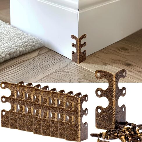 Skiffers Baseboard Corner Protectors, Vintage Metal Covers for Wall Corners, Decorative Skirting Board Protectors (Silver, 10pcs) in Saudi Arabia