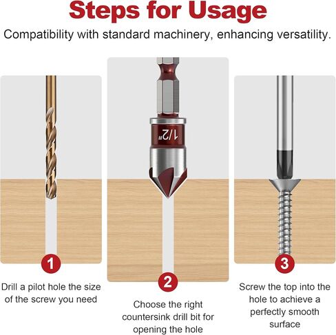 Bittersink Drill Bit-82 ، 5 Blutes High Speed ​​Steel Countersink Bits ، مع سد hex kx سريع 1/4 بوصة ، أحجام 1/2 بوصة ، للمعادن ، الخشب ، الخشب الرقائقي ، البلاستيك in Saudi Arabia