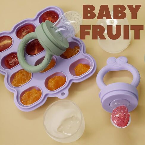 Baby Fruit Feeder Breastmilk Popsicle Molds Set, Silicone Food Storage Freezer Tray and Breast Milk Feeder Pacifier for Teething in Saudi Arabia