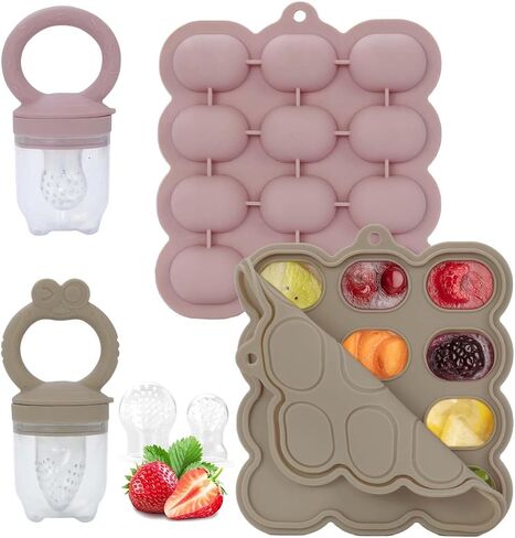 Baby Fruit Feeder Breastmilk Popsicle Molds Set, Silicone Food Storage Freezer Tray and Breast Milk Feeder Pacifier for Teething in Saudi Arabia