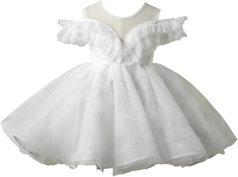 Flower Girl Dress Ruffle Satin Lace Tulle Beads Flower Decoration Toddler Wedding Birthday Party Evening Dress in Kuwait